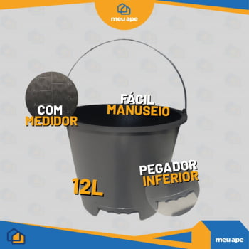 4 Balde Plástico Reforçado 12L Obras Concreto Lavanderia Off