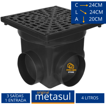 Caixa Coletora De Água Pluvial Pequena Tampa Grelha 4L