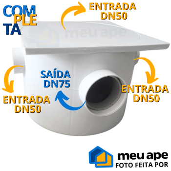 Caixa de Gordura Com Cesto Sifonada Compacta P/ Pia Cozinha