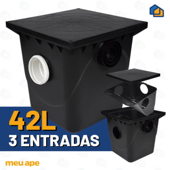 Caixa de Gordura Com Cesto Standard 42L Metasul Entrada/Saída de 100/75/50
