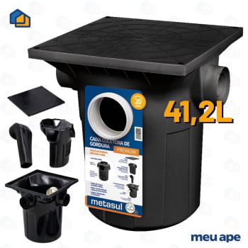 Caixa de Gordura Com Cesto Premium 41.2L Metasul Entrada/Saída de 100/75/50