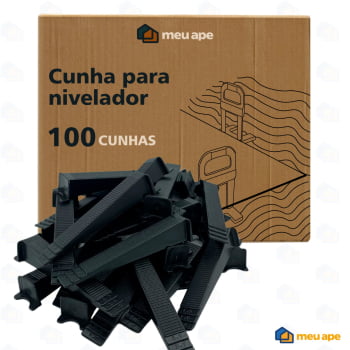Kit 1000 Nivelador Espaçador Piso Porcelanato Slim Clips + 100 Cunhas Revestimentos Cerâmicos Black