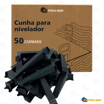 Kit 500 Nivelador Espaçador de Piso Porcelanato Slim Clips + 50 Cunhas Revestimentos Cerâmicos Black