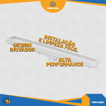 Ralo Invisível Oculto Linear Retangular Branco Plástico Acompanha Gabarito Tigre 90cm
