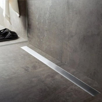 Ralo Oculto Linear Retangular Cinza Flat Grelha Inox Com Tampa Tigre 70cm