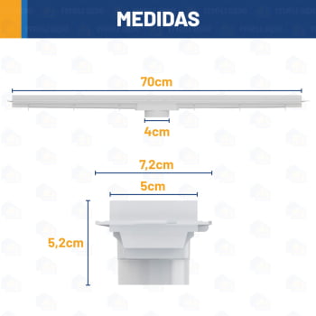 Ralo Oculto Linear Retangular Cinza Flat Grelha Inox Com Tampa Tigre 70cm