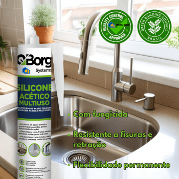 Tubo Silicone Acético Multiuso Uso Profissional Extra Forte Qborg 240g