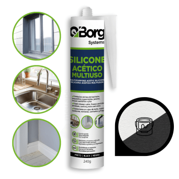 Tubo Silicone Acético Multiuso Uso Profissional Extra Forte Qborg 240g