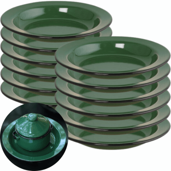 Conjunto Pratos Esmaltados Em Aço 300ml Original Ewel 12 Peças 