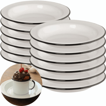 Conjunto Pratos Esmaltados Em Aço 300ml Original Ewel 12 Peças 