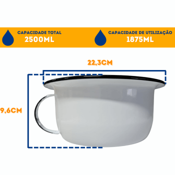 Urinol Comadre Penico Mictório Esmaltado Branco Original Ewel 2400 ml 