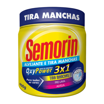 Alvejante Tira Manchas Em Pó Roupas Brancas Coloridas Sem Cloro Semorin 400g 