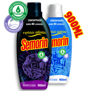 Amaciante De Roupas Concentrado Explosão Sublime Intensa Hipoalergênico Biodegradável Semorin 900ml 