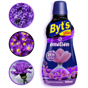 Limpador Perfumado Emotion Desinfetante Concentrado 24h de Perfume Limpeza Byts 450ml