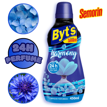 Limpador Perfumado Harmony Desinfetante Concentrado 24h de Perfume Limpeza Byts 450ml