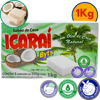 Sabão de Coco Barra Icaraí Semorin Natural Hipoalergênico Ativo Biodegradável Cruelty Free