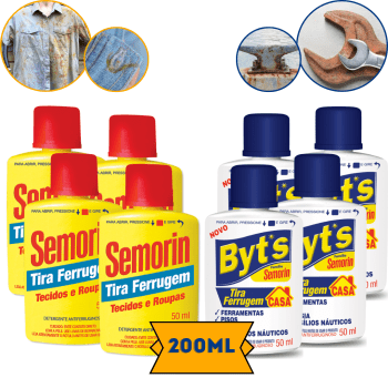 Tira Ferrugem Detergente Antiferruginoso Corrosão Tecido Roupa Ferramentas Pisos Maresia Byt's Semorin 200ml