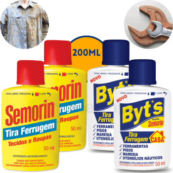 Tira Ferrugem Detergente Antiferruginoso Corrosão Tecido Roupa Ferramentas Pisos Maresia Byt's Semorin 200ml