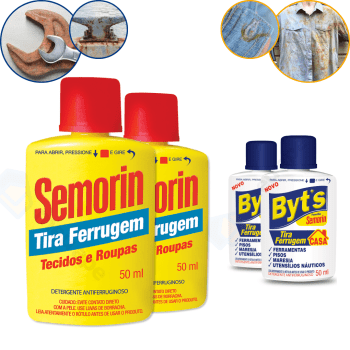 Tira Ferrugem Detergente Antiferruginoso Tecido Roupa Ferramentas Pisos Maresia Semorin  Byt's 100ml
