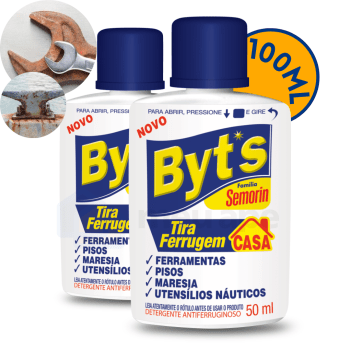 Tira Ferrugem Detergente Antiferruginoso Tecido Roupa Ferramentas Pisos Maresia Semorin  Byt's 100ml