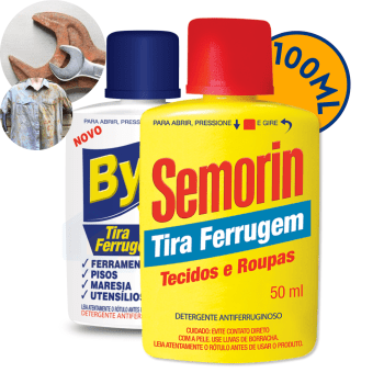 Tira Ferrugem Detergente Antiferruginoso Tecido Roupa Ferramentas Pisos Maresia Semorin  Byt's 100ml