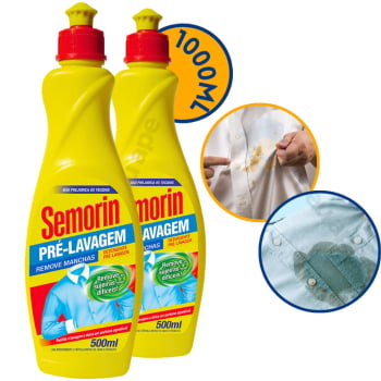 Tira Manchas Detergente Pré-Lavagem Removedor de Manchas Semorin 1 Litro