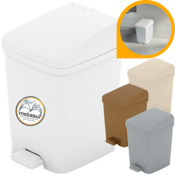Lixeira com Pedal 9 Litros Plástica Metasul Cores