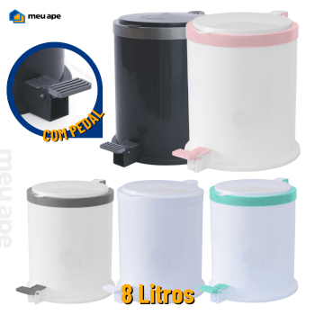Lixeira com Pedal 8 Litros Plástica Meu Ape