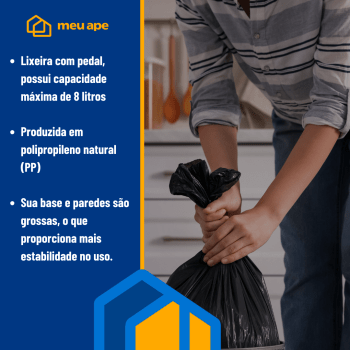 Lixeira com Pedal 8 Litros Plástica Meu Ape