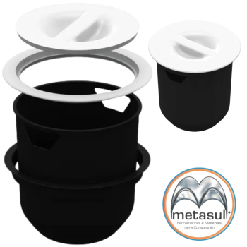 Lixeira De Embutir Redonda Resistente Metasul 8L