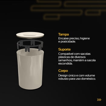 Lixeira Para Escritorio Quarto Com Tampa Suporte Sacola Invisível 10L