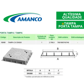 Tampa+Porta Tampa Para Caixa de Gordura e Inspeção Amanco