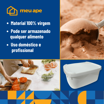 Kit 5 Potes Sorvete Açaí Sorbet C/ Tampa Plástico Cores Sorveteria Retangular Oval 1/1,5/2 Litros