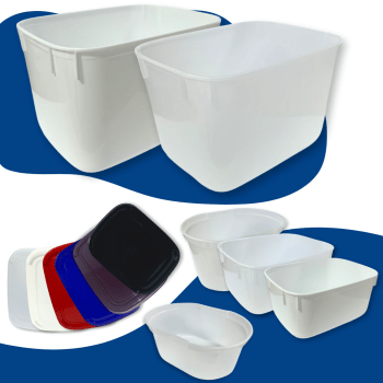 Kit 5 Potes Sorvete Açaí Sorbet C/ Tampa Plástico Cores Sorveteria Retangular Oval 1/1,5/2 Litros